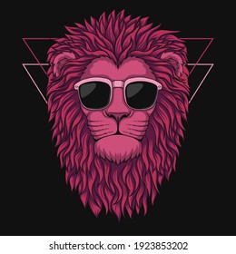 Lion head pink  vector illustration for your company or brand