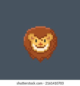 lion head in pixel art style