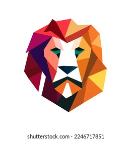 Vector de arte poligonal de cabeza de león