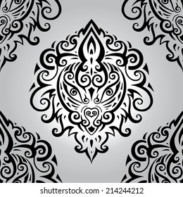 Lion head. Polynesian tribal pattern. Seamless Vector background.