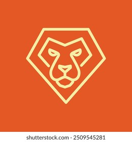 lion head powerful animal line logo design vector