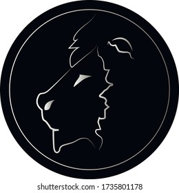 lion head profile emblem vector