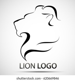 Lion head profile logo. Stock vector