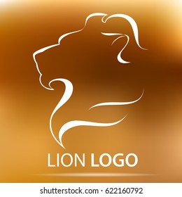 Lion head profile logo. Stock vector illustration