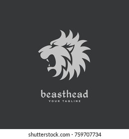 Lion head profile logo template design. Vector illustration.