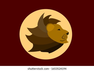 lion head in profile vector graphic with background