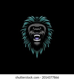 lion head roar logo mascot vetor illustration