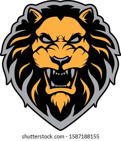 lion head roar mascot logo