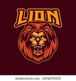 Lion head roar mascot for team sports