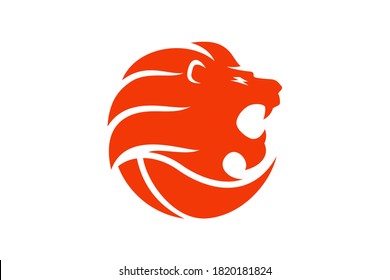 Lion Head Roaring Combines with A Basketball