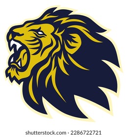 Lion Head Roaring Logo Design Vector Icon Sports Mascot Template