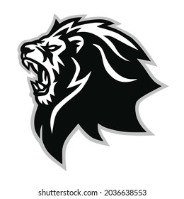 Lion Head Roaring Logo Vector Esports Sports Mascot Design Icon