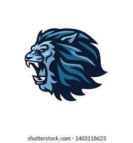 Lion Head Roaring Mascot Vector Icon Logo