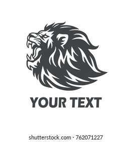 Lion Head Roaring Vector Icon Logo Template Design
