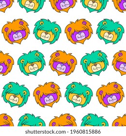 lion head seamless pattern textile print. Great for summer vintage fabric, scrapbooking, wallpaper, giftwrap. repeat pattern background design