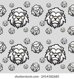 Lion head seamless pattern. Wild Animal Seamless Pattern