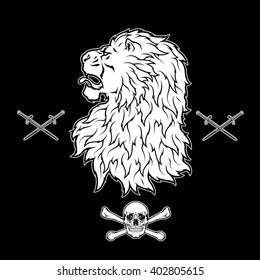 Lion head set black