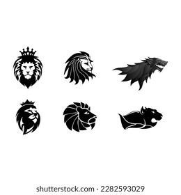 Lion head set illustration vector design