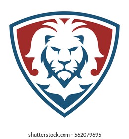 Lion head shield blue and red