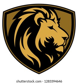 Lion Head Shield Gold