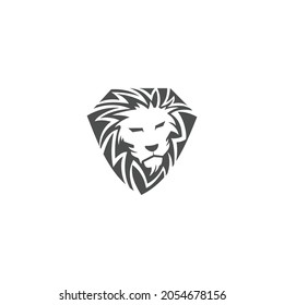 Lion Head Shield illustration emblem mascot design Template