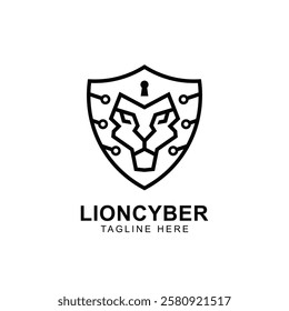 Lion head with shield logo concept. Best for cyber security, technology or network company