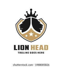 diseño del logotipo del escudo de cabeza de león