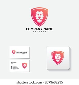 Lion head shield logo Design. Lion head shield security logo. Lion security logo