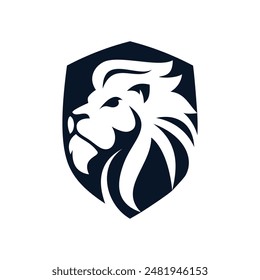 Lion head shield logo design vector template