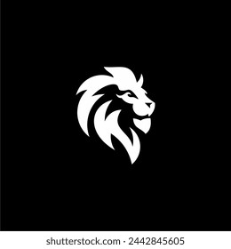 Lion head shield logo icon. Royal gold crown badge symbol. Premium king animal sign. Vector illustration.	