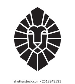 Lion head shield logo silhouette design. Crest vector icon. Luxury brand element for business project. Concept stability and protect your investments isolated on white background