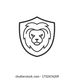 Lion head in shield logo vector