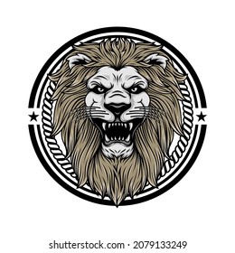 lion head and shield logo vector
