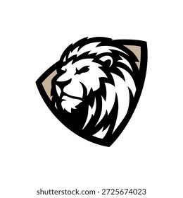 Ilustración del icono del Vector del escudo de cabeza de león