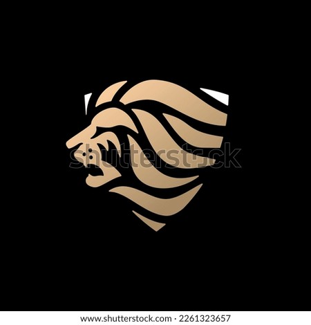 lion head shield logo vector icon illustration