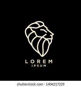 lion head shield mono line logo icon designs vector illustration