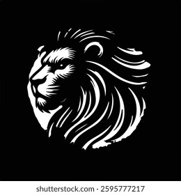 Lion head shillhoette vector art illustration