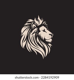 Lion head side view, line art style vector template, suitable for logo design, design for a t shirt, any kind of graphic work