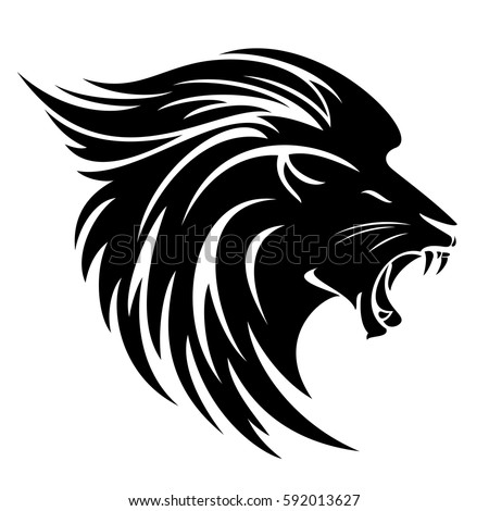lion head side view tribal design のベクター画像素材 ロイヤリティ