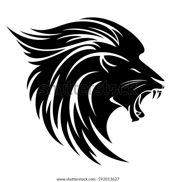 Lion Head Side View Tribal Design Stock Vector (Royalty Free) 592013627