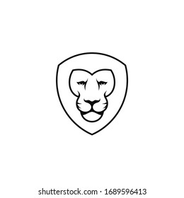 Lion head sign. Outline style vector. Isolated lion on white background