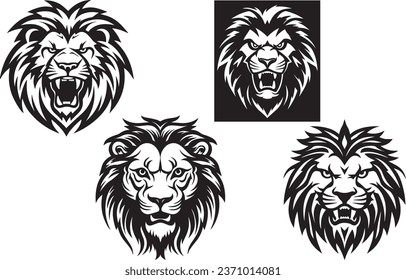 Lion Head Silhouette, Angry Lion Head Vector Art, Angry Lion Head Illustration, Lion Head Vector Bundle.