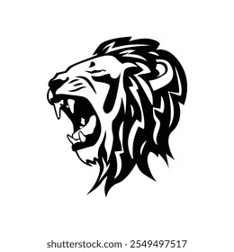 Lion head silhouette art isolated illustration