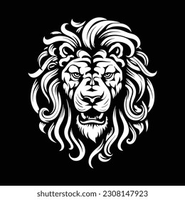 Lion head silhouette - Black background