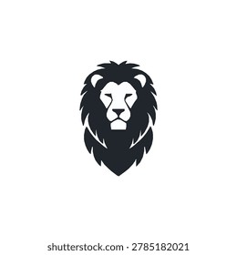 Lion Head Silhouette  Black Lion Face Logo Design, King of Jungle Mascot Clipart, Wild Animal PNG Graphic