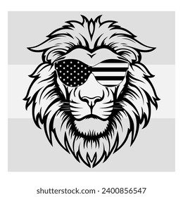 Lion Head, Lion Head Silhouette, King, Animal, Lion Face, Eps, Vector, Lion With Sunglasse
