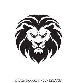 Lion head silhouette. Lion head Logo. Black lion silhouette on white background. Vector design. 