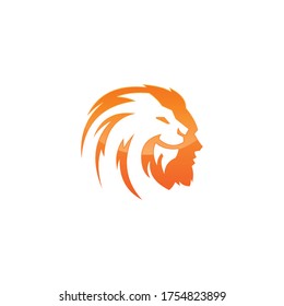 Lion Head Silhouette Logo design vector template. Wild animal Zoo Force Power Strength Logotype concept icon.