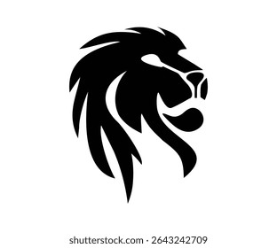 Lion head silhouette. Lion logo vector design and illustration.

