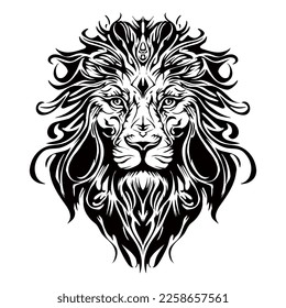 Lion Head Silhouette Outline Drawing